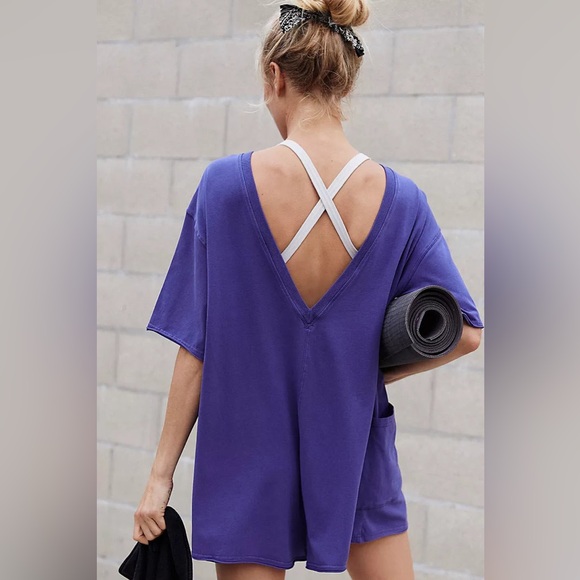 FP Movement by Free People Pants - FREE PEOPLE MOVEMENT Hot Shot Tee Romper in Dark Amethyst Size XL